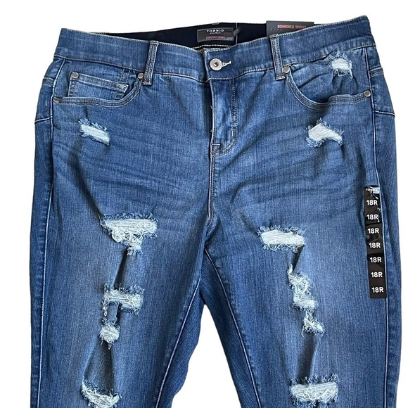 Torrid Womens Bombshell Skinny Premium Stretch High Rise Destructed Jean Size 18 - Picture 4 of 12